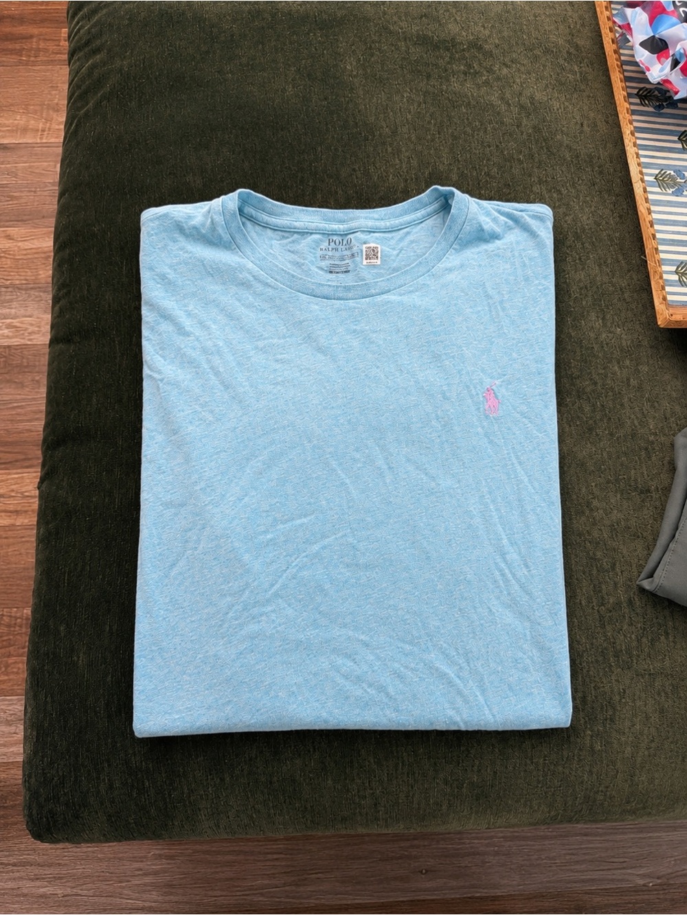 Polo by Ralph Lauren Light Blue Crewneck Tee with Pink Pony